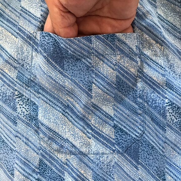 Tommy Bahama 100% Silk Shirt Men XXL Blue Striped Button Up Pocket Short Sleeve - Picture 10 of 12